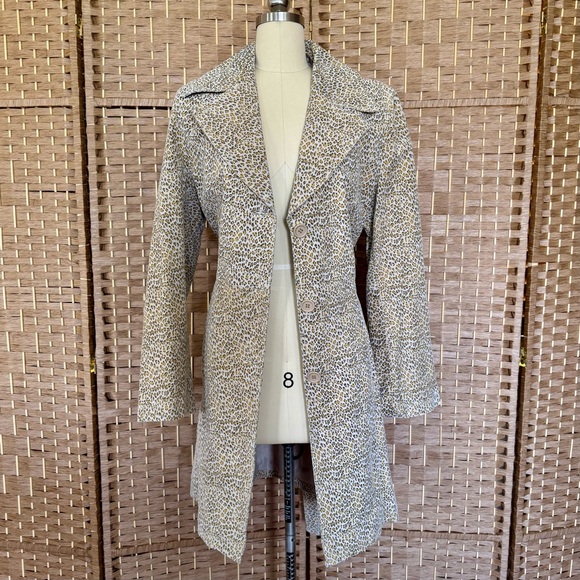 EUC animal print lightweight nubuck leather coat XL - Picture 2 of 14